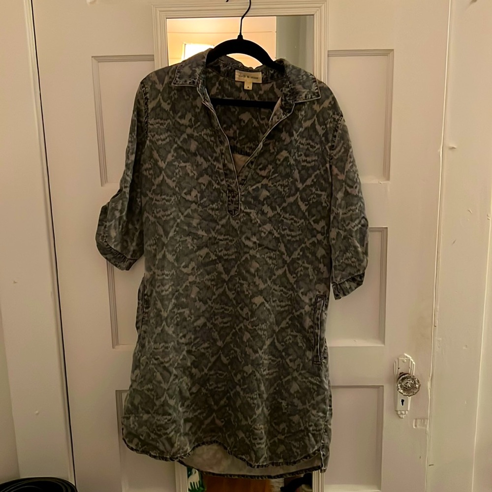 Short denim dress with ikat pattern - Small